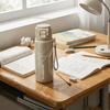 Stainless Steel Dual-Drinking Bottle Leak-proof Insulated Mug Creative Thermos Cup  Students