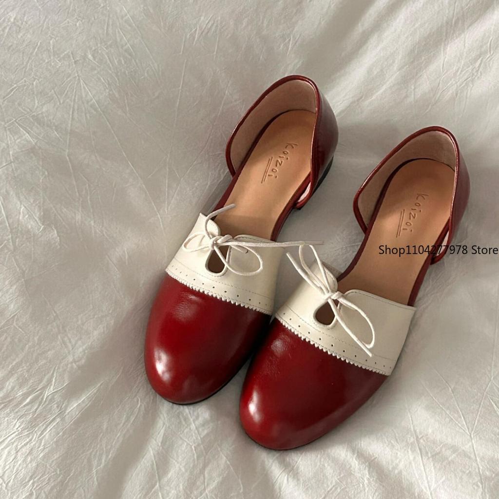 Модные туфли из искусственной кожи в ретро британском стиле, маленькие кожаные туфли броги на шнуровке, женские сандалии на круглом каблуке, одинарные туфли, женские туфли-лодочки