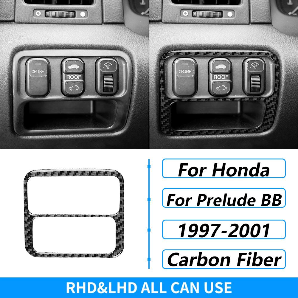 For Honda Prelude BB 5th Gen 1997 1998 1999 2000 2001 Carbon Fiber Gear Shift Window Lift Panel Cover Set Car Interior Sticker