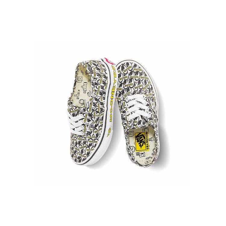 Mooneyes x Vans Authentic Повседневные Низкие Детские Скейтбордические Кроссовки Черный Белый Желтый Дети Возраст 3 7 Лет VN0A3UIVYB2