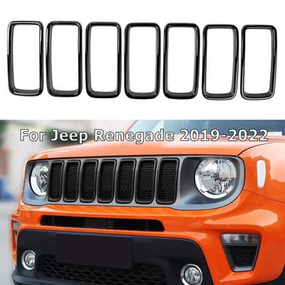 Для Jeep Renegade 2019 2020 2021 2022 Передний бампер Решетка Вставки в решетку Гоночная решетка Рамка Отделка ABS Черный