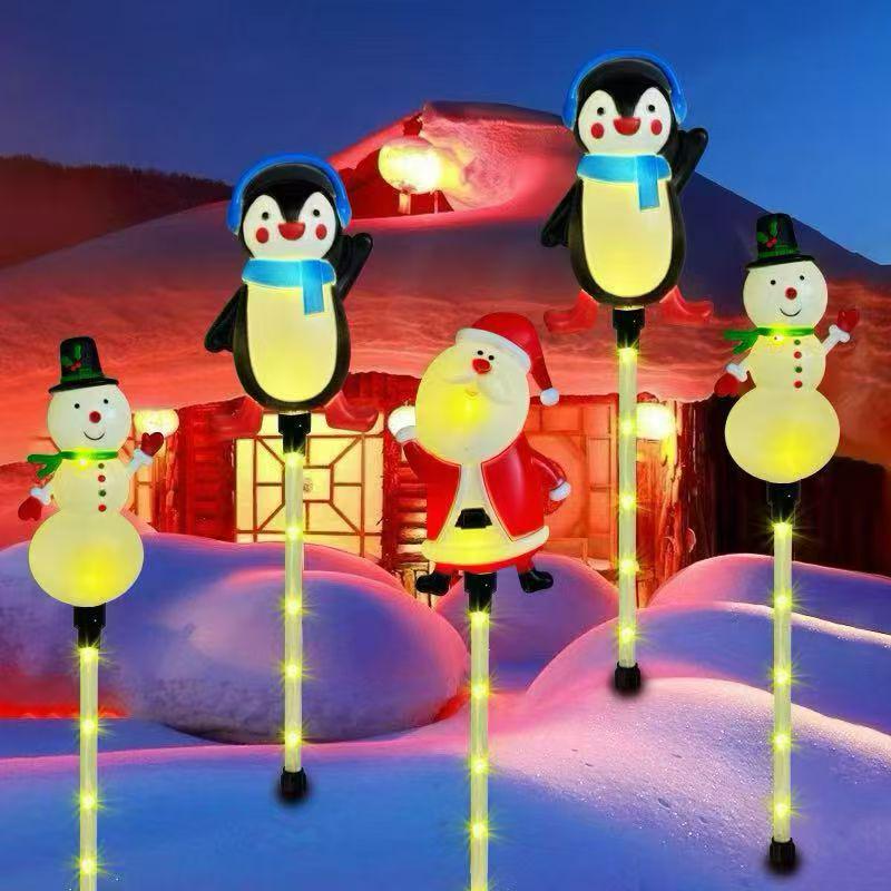 2025 Солнечные Рождественские Санта и Снеговик Светящиеся Гирлянды для Наружного Декора