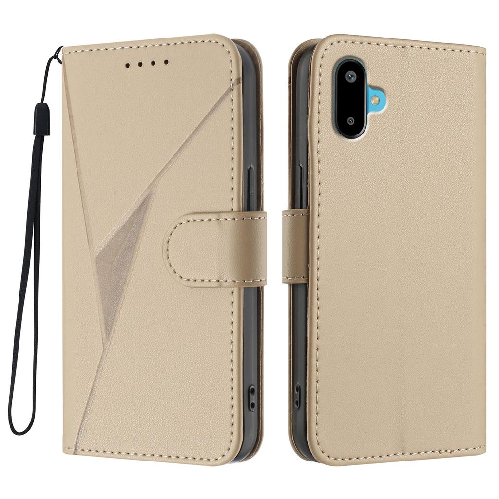 For Samsung Galaxy M16 5G/Galaxy F16 5G Case Triangle Imprint Leather Phone Cover with Lanyard