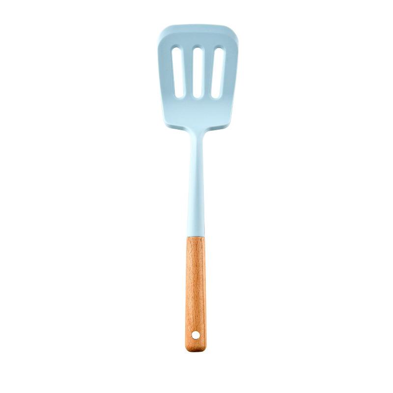 Силиконовая кухонная утварь Лопатка с антипригарным покрытием Посуда с деревянной ручкой и ящиком для хранения Половник Венчики для взбивания яиц Лопатка для супа