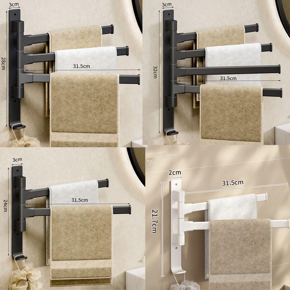 Wall Mount Rotating Towel Rack Hanger Holder Towel Bar Useful Bathroom Shelf