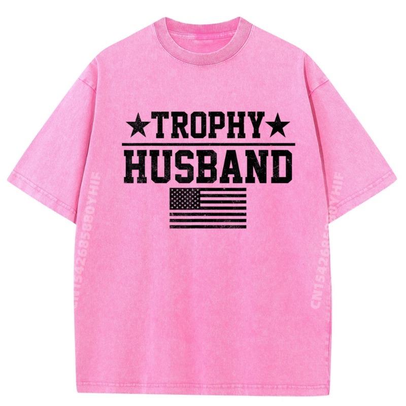 Trophy Husband American Flag Fathers Day Tee womens Fashion T Shirt Hot Sale Soft Washed Clothes Graphic Tees