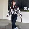 Cow Pattern Short Down Jacket Women's 2025 Winter New Loose Small Stand-up Collar Bread Jacket