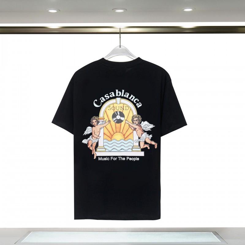Casablanca Tropical Fruit Print Loose Fit Cotton T-Shirt Men Short Sleeve Crew Neck