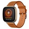 For Fitbit Versa 4/Sense 2 Watch Band with Stitching Genuine Leather Wristband Replacement Watch Strap