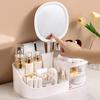 Makeup Storage Box Organizer with LED Mirror Large Capacity Multiple Compartments Makeup Brush Storage Box Countertop Organizer