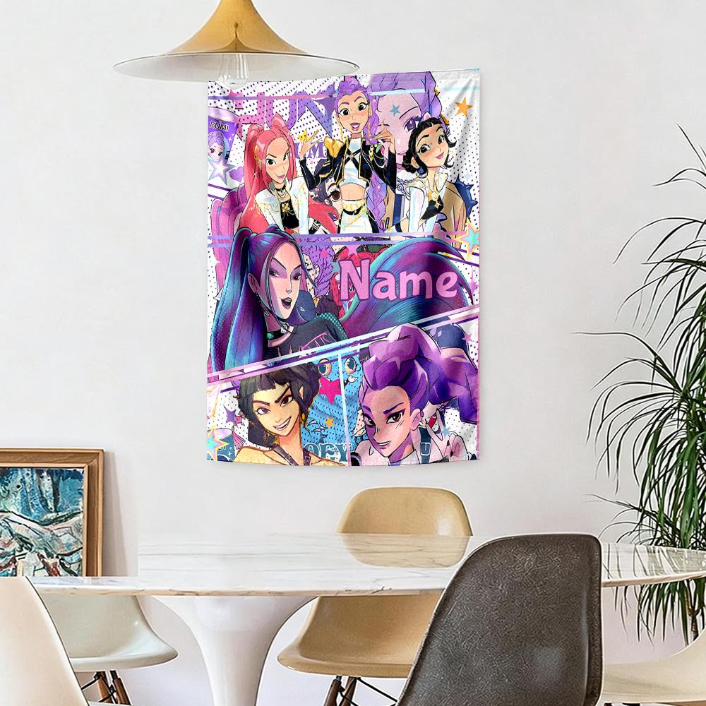 Kpop Demon Hunters Custom Your Name Wall Decor Tapestry Art For Pet Memorial Birthdaywedding Party Backdrop Family Gift