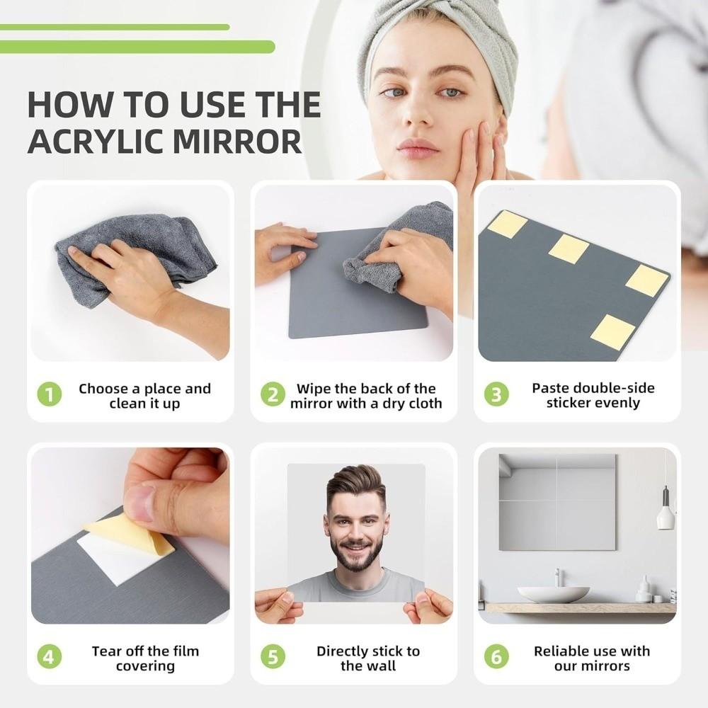 1 шт. Небьющиеся наклейки-зеркала не из стекла толщиной 1,6 мм Зеркало для макияжа Акриловый зеркальный лист Ванная комната