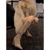 Apricot Suede Elastic Thin Boots But Knee Thick Heel High Boots Pointed High Heel Boots Women's Autumn New Models