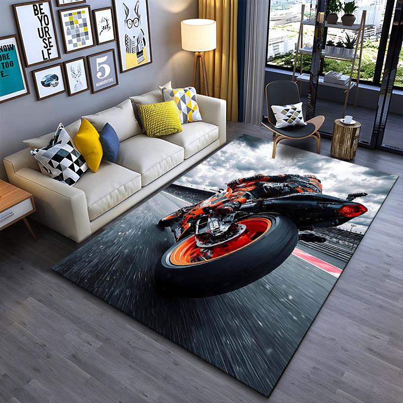 Racing Motorcycle Track Design suitable as a non-slip mat for the living room or bedroom sofa
