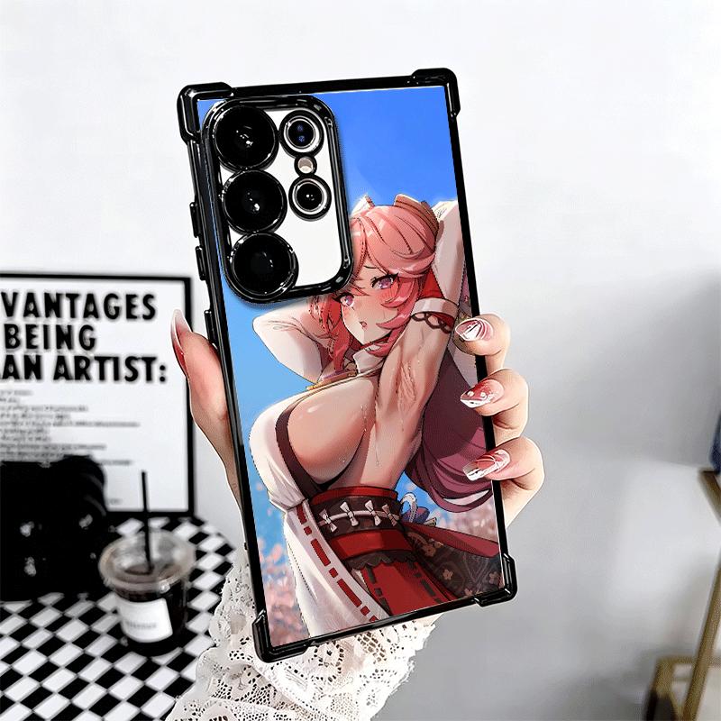 Чехол для телефона с покрытием Genshin Impact Яэ Мико Для Samsung Galaxy S24 S25 FE S26 Edge S23 Ultra S22 S21 Plus S20 Противоударный Airbag C