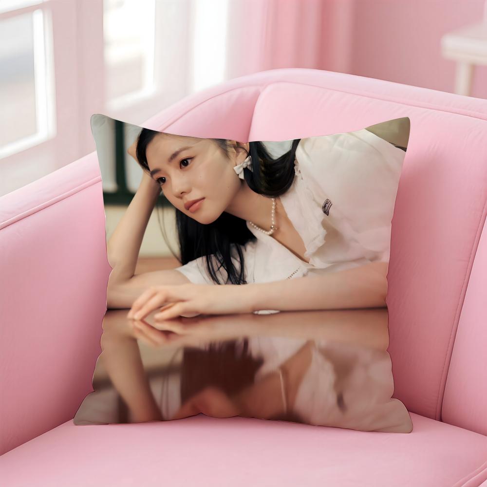 Popular fashion Chinese actress LLiu Haocun Cushion Cover Pillow Case Soft Friendly Fabric Concealed Zipper