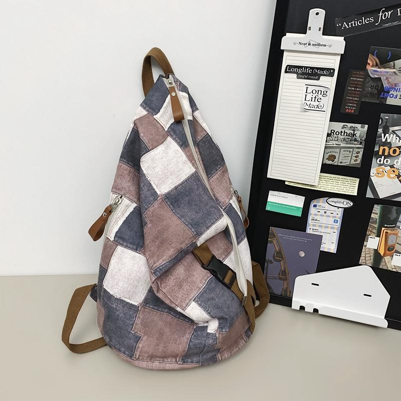 Джинсовый женский рюкзак с цветными блоками, мужские клетчатые рюкзаки, большая вместительная сумка на плечо, студенческая школьная сумка
