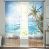 Прозрачные шторы для гостиной, пляжа, моря, кокосовой пальмы, детской спальни, балкона, большие шторы, занавески для кухни, столовой
