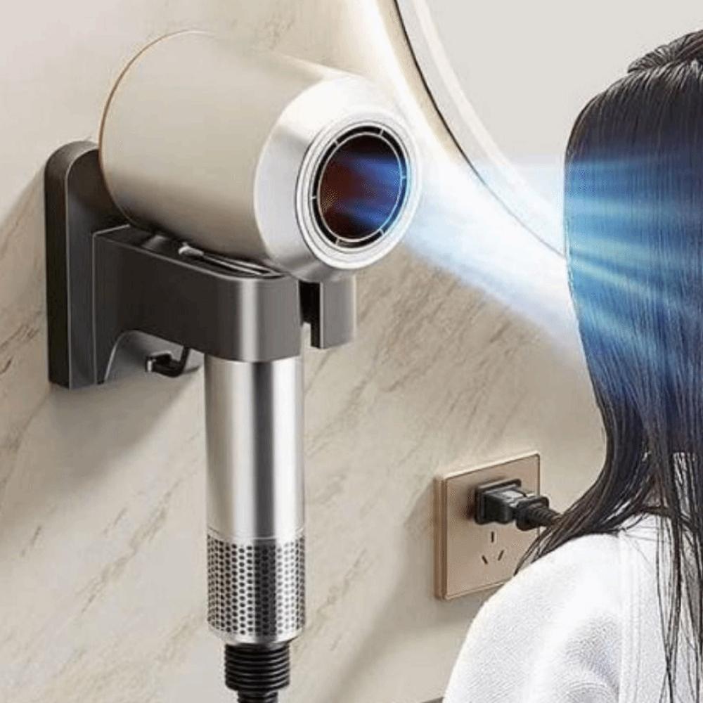 Wall-Mounted Hair Dryer Holder Plastic Bathroom Shelf Multi-functional Hair Dryer Rack Bathroom
