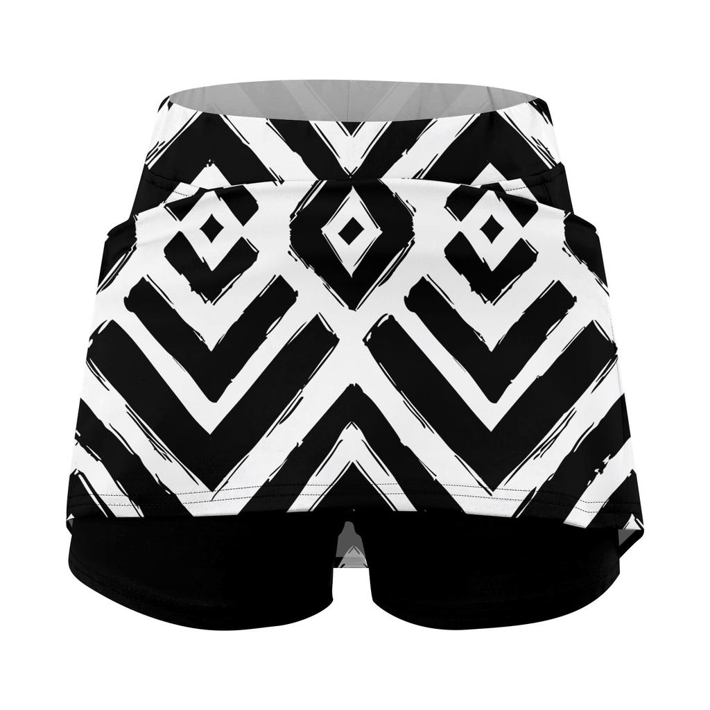 Women's Elastic Yoga Pants Striped Printed Sports Shorts Lightweight High Waisted Tight Jogging Pants