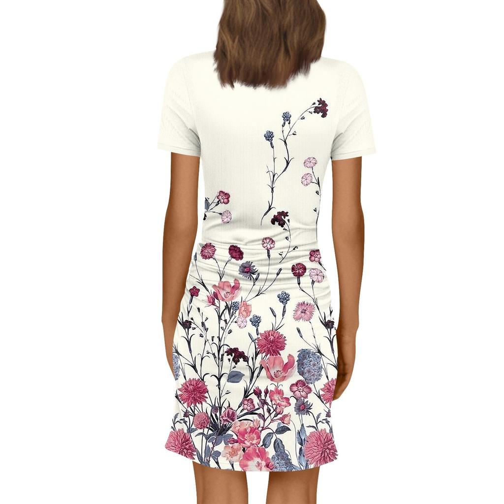 Женское модное повседневное принтованное облегающее облегающее летнее платье с коротким рукавом