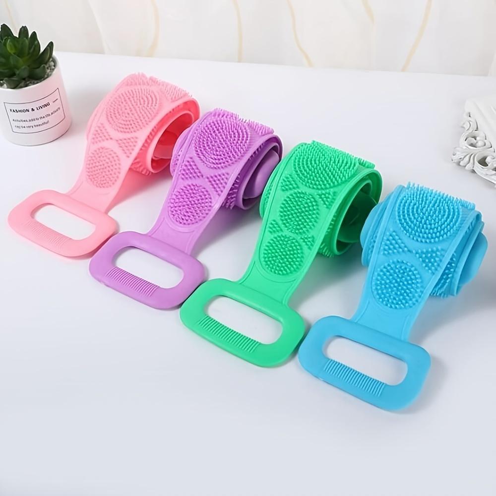 Silicone Body Scrubber Bath Brush, Exfoliating Shower Brush Bath Belt With Extra Long Strip And Handle For Easy Back Exfoliating, Rubbing Body Back