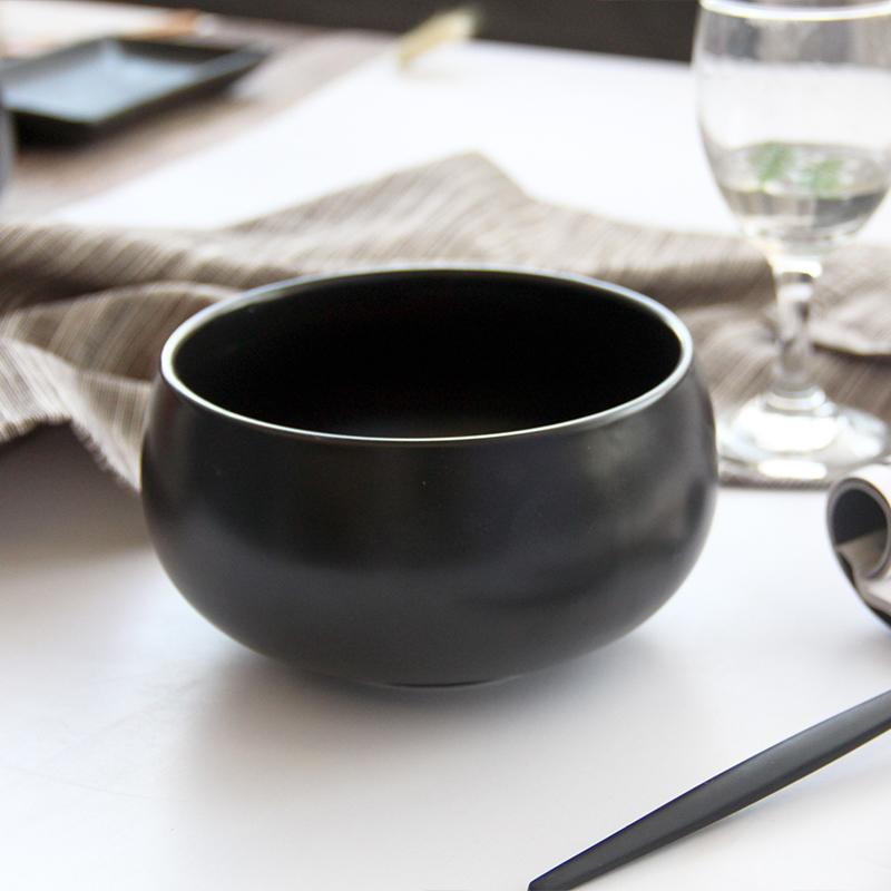 5 Inch Classic Porcelain Rice Bowl Eco-Friendly Disposable Black Ceramic Monk Bowl Food Grade 4 Inch for Temple Use
