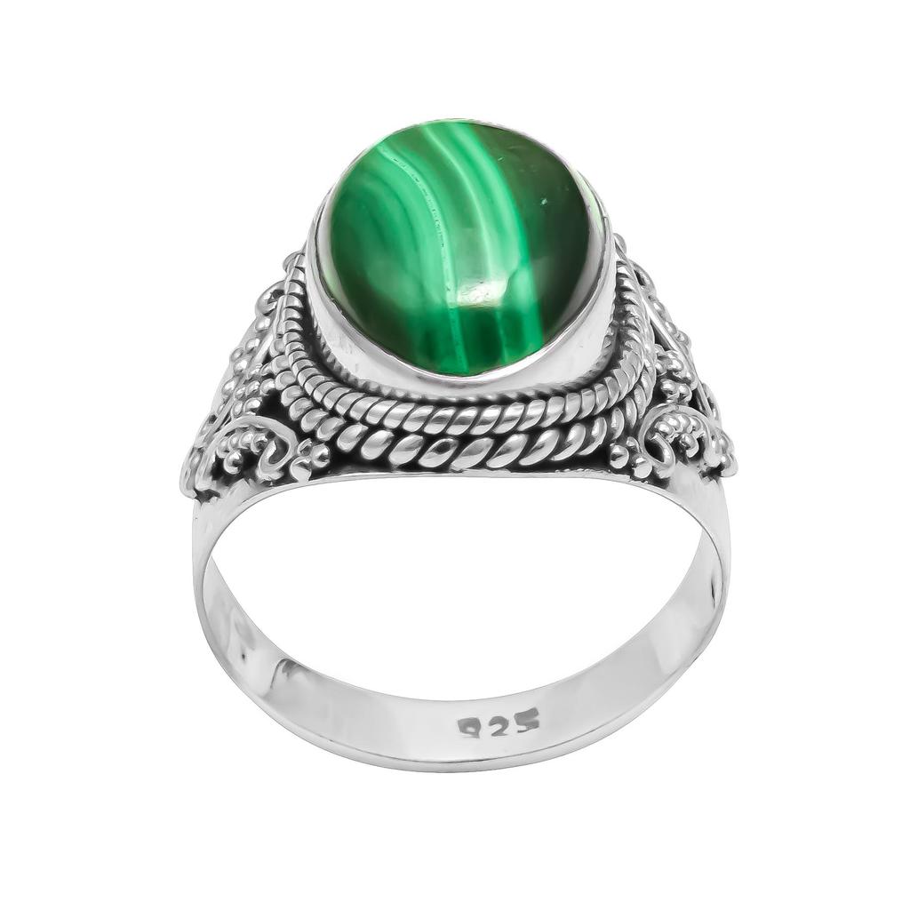 Кольцо с малахитовым камнем Стерлингового серебра 925 пробы Дизайнерское кольцо ручной работы Кольцо с малахитом Серебряное кольцо для подарка Кольцо с малахитом Ювелирные изделия