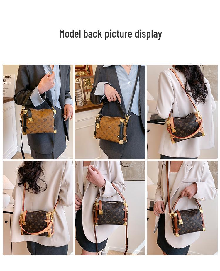 European & American Retro Monogram Crossbody Pillow Bag - Versatile Handbag for Women