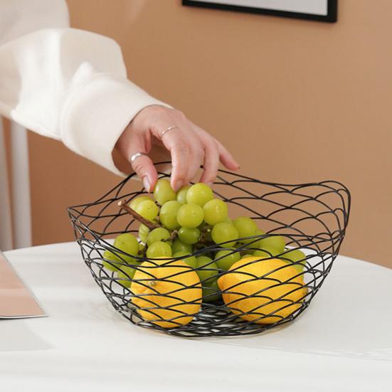 Железная корзина для фруктов, простая бытовая ваза для фруктов в скандинавском стиле, волнистая полая резная конструкция, железная ваза для фруктов для дома