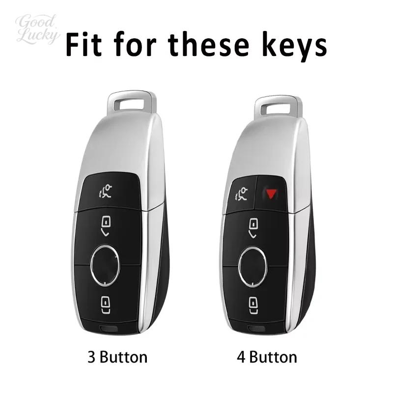 Q1983-Leather Car Key Case Keyless Shell Fob For Mercedes Benz A B C E Class GLS GLA GLK GLC CLS CLA AMG W204 W205 Auto Accessories