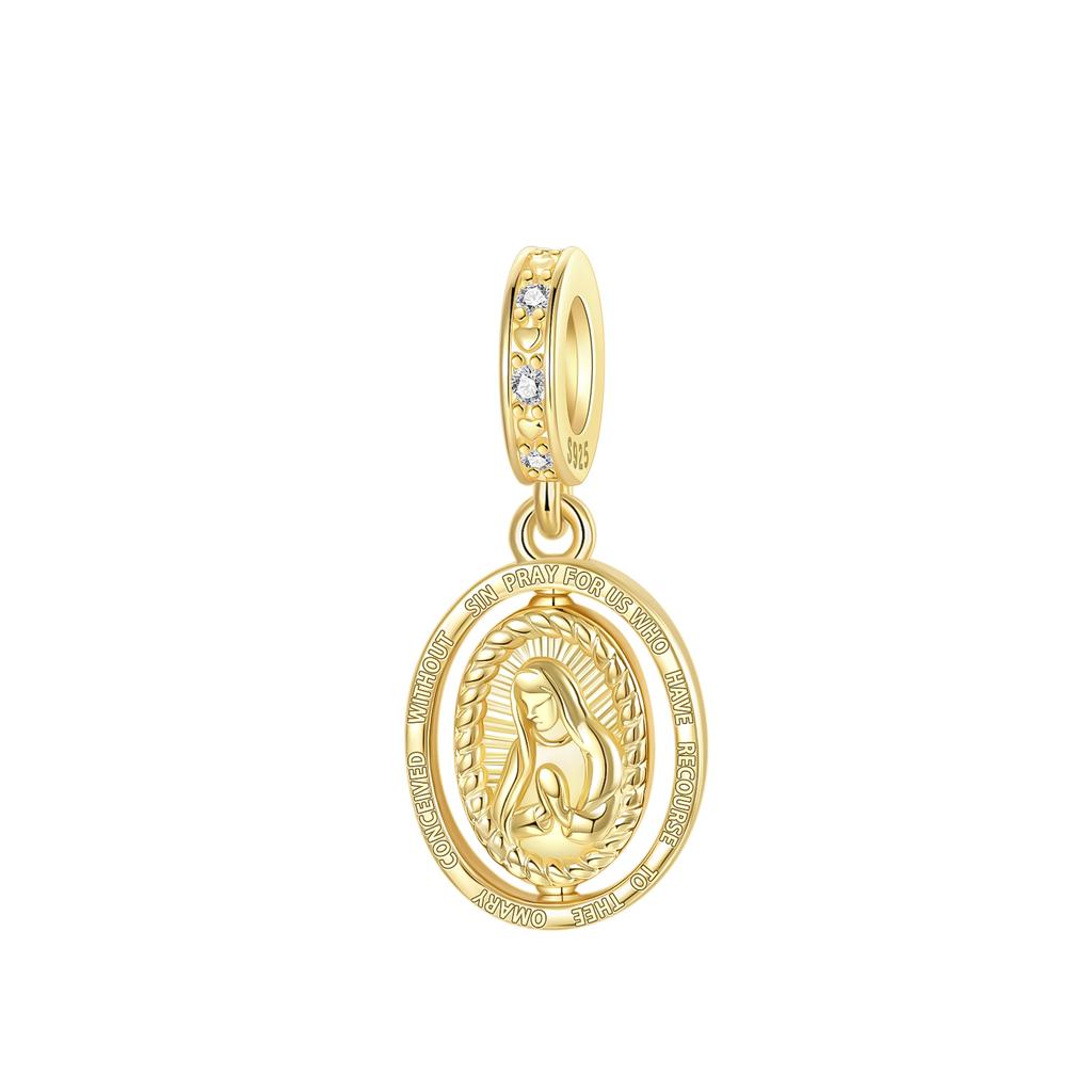 Оригинальные шармы-бусины Медь с инкрустацией цирконием Кулон в виде креста монахини Крыло ангела Подходят для браслета Ювелирный подарок Маркировка