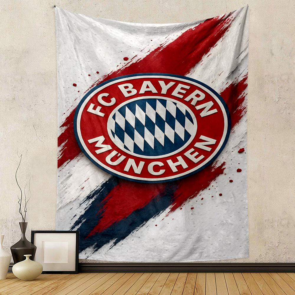 FC Bayern München Logo Design Patterned Tapestry Decorative Wall Hanging, Home Bedroom Living Room Decor