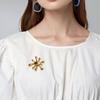 Винтажная полая брошь с неровной рябью, коллекционная брошь, текстура из нержавеющей стали, подходит для модных женщин, подарок