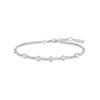 Silver Multi-Station Round Stone Chain 925 Silver Bracelet B066-05H