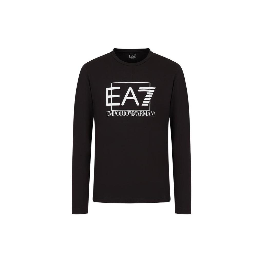 Emporio Armani Мужская футболка с длинным рукавом и принтом логотипа-буквы из серии Ea7 SS23, топ, черный, 3RPT64-PJ03Z-1200