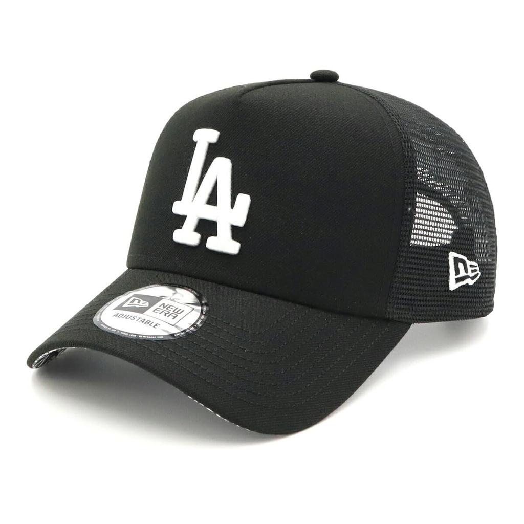 New Era Сетчатая бейсболка 9FORTY A-Frame Trucker, MLB Los Angeles Dodgers, LA Черная, Буквы Арка Пейсли под козырьком, Эксклюзив ONSPOTZ, Один размер, Унисекс
