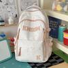 Schoolbag Lime Mint Green Gypsy Textured Backpack Letter Embroidery Wide Shoulder Strap Light School Bag for Middle and High School Students