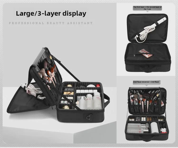 Вместительная многослойная косметичка-органайзер