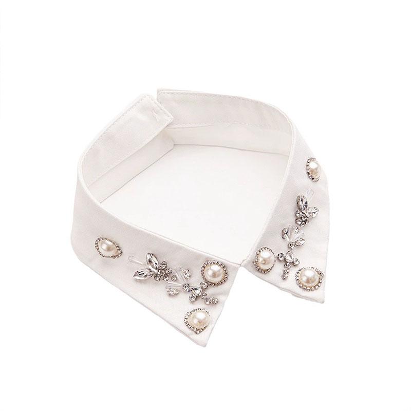 Pearl Women Shirt False Collars Crystal Removable Collar Women Necklace Fake Collar Detachable Diamond Clothing Accessories