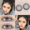 Mill Creek 1pair/2pcs Color Contact Lens Grey Natural Daily Lens 0 Grade Round Soft Lens Yearly Use Color Cosmetics Contact Lens