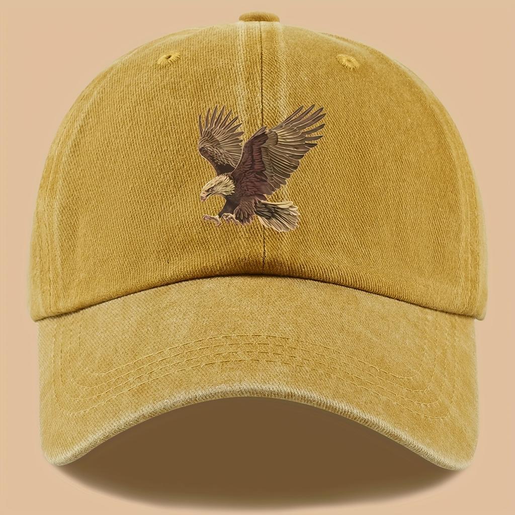 Eagle print baseball cap, adjustable for both men and women, suitable for hiking, fishing, and vacation exploration