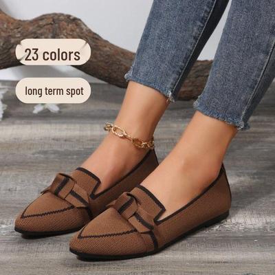 2024 Дышащие Легкие Слипоны Модная Обувь с Бантом, Заостренным Носком и Вариантами Большого Размера