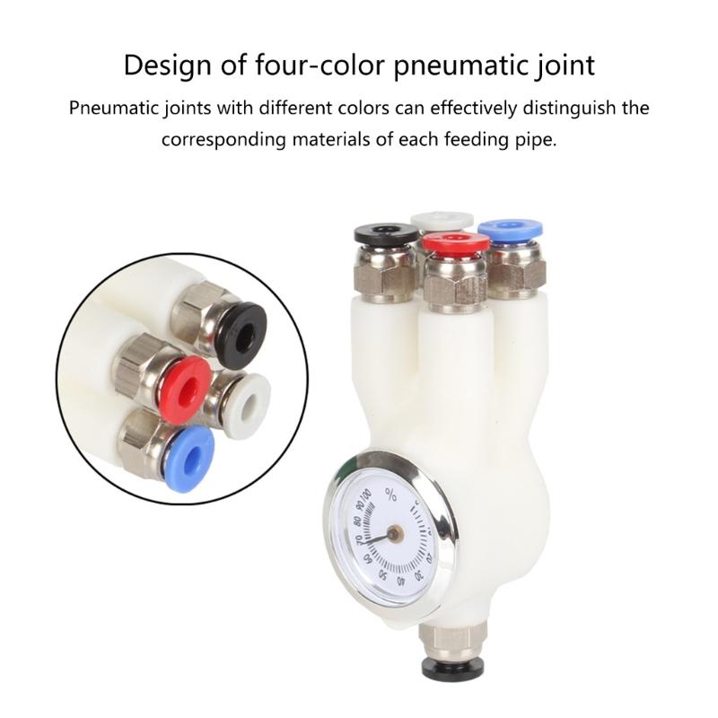 Quick Release 4 Way Filaments Adapter 4 in 1 Feed Tube Connector for P1P P1S X1C 3D Printing Machines Enhances Feed