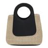 Basket Outings [Queen-b] Handbag, Woven, Stylish, Bag, Women's, Lightweight, Casual, Cute, Simple, Natural, Travel, (Black)