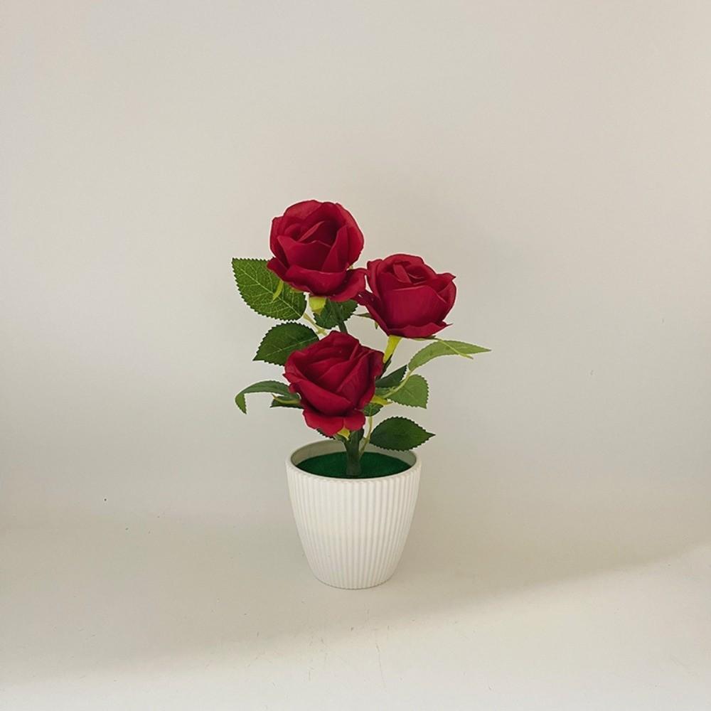 Simulated Artificial Faux Plants Red Bonsai New Plastic Fake Flower Indoor Decoration