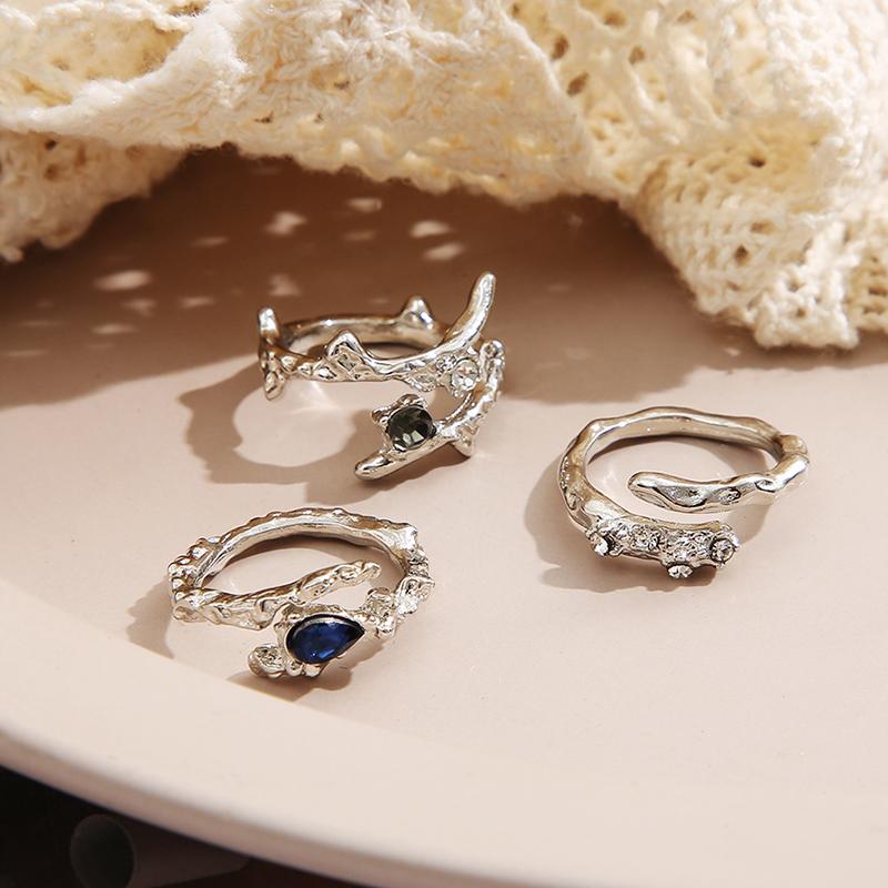 Набор колец с кристаллами в форме сердца в стиле Y2k для женщин и девушек, винтажные кольца неправильной формы из цинкового сплава, модные K-pop кольца с цирконом, подарки с цирконом для вечеринок