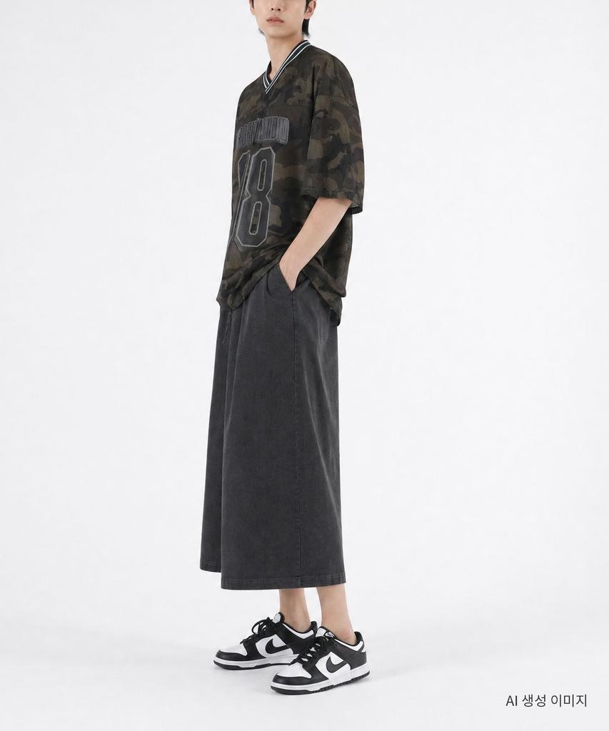 UMM Elastic Waist Air Denim Wide-Leg Length Pants 3 Colors