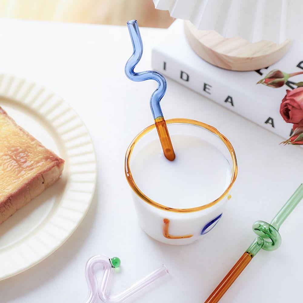 Reusable Washable Transparent Juice Milk Drinking Gift Box Set Drinking Tube Glass Straw