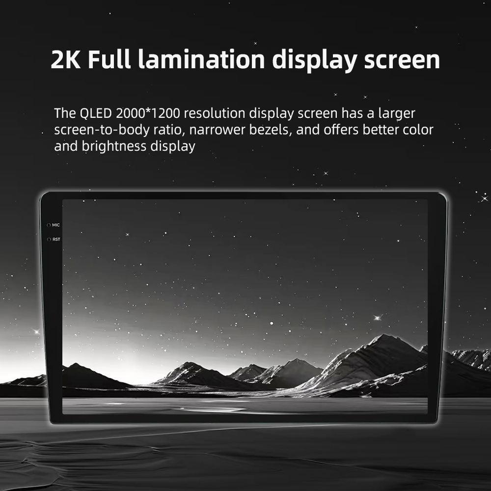 REAKOSOUND Android 10.0  9.5 Inch / 10.36 Inch 2K Screen Auto Radio 2 Din Car Radio GPS Navigation Wifi Bluetooth FM Receiver